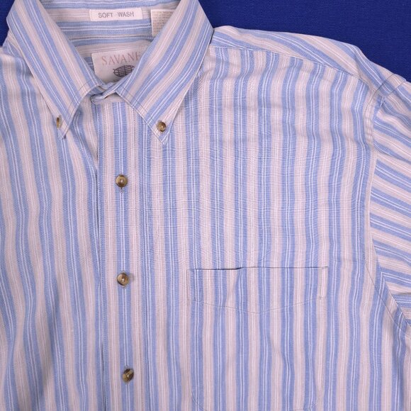 VTG Savane Mens SZ M Process 2000 Soft Wash no wrinkles Striped Shirt - Picture 3 of 10